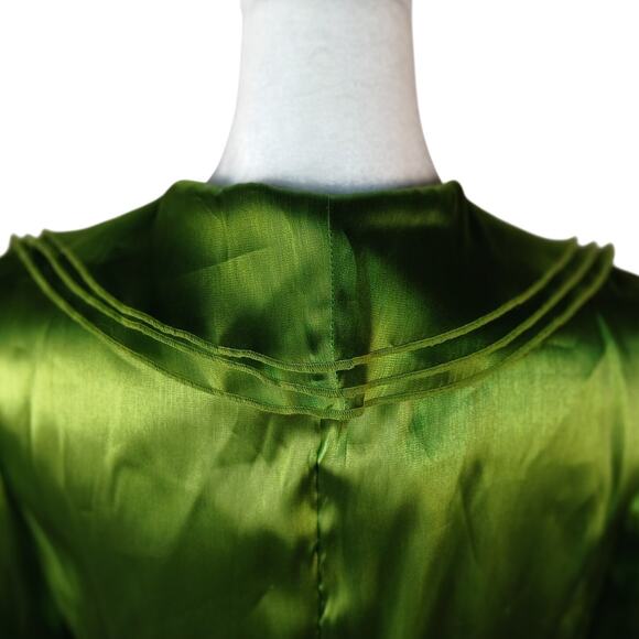 Vintage Y2K Layered Shimmery Green Blouse Early 2000s Formal Glam Xmas Party Top - Picture 11 of 15
